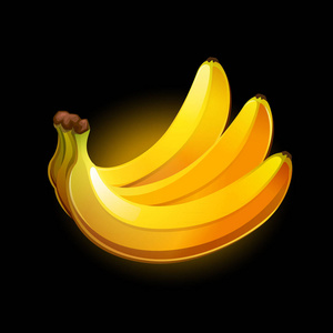 在黑色背景上孤立的香蕉图标