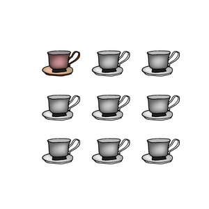 咖啡或茶杯套装。线性向量图