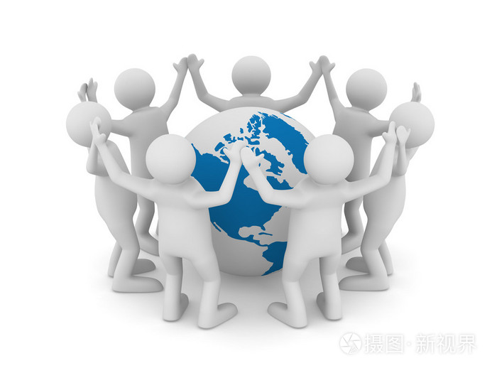 团队合作的概念形象. 白色分离的3d