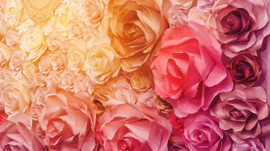 玫瑰花婚礼粉红色背景与复制空间