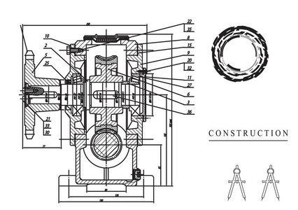 在白色背景上的机械图纸图片