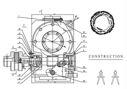 在白色背景上的机械图纸图片