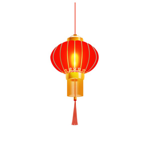 红色中国灯笼。孤立插图