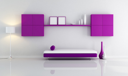 紫色和白色客厅