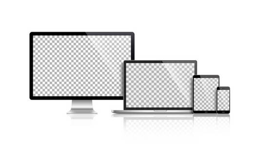 现实的显示器 笔记本电脑 平板电脑 智能手机股票矢量集