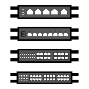 网络交换机或路由器图标集的向量