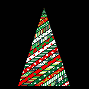 黑色背景下的圣诞树拼接设计