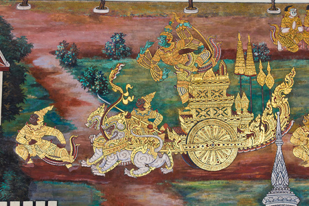 在寺寺庙墙上的艺术泰国绘画