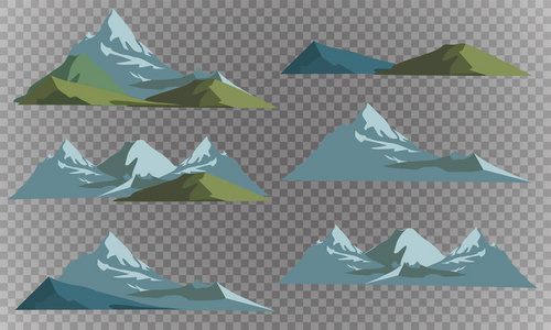 山成熟剪影元素户外图标雪冰上衣矢量图