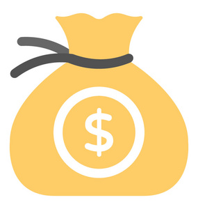 一个钱袋上的美元符号, 平面矢量图标照片