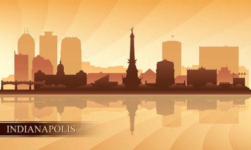 印第安纳波利斯城市天际线剪影背景