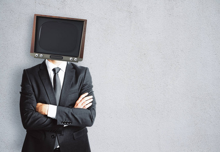 领带样机电视头商人照片