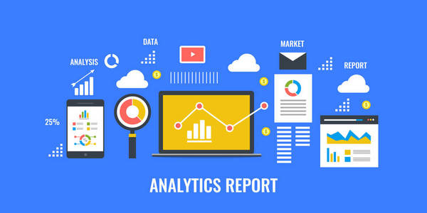 业务分析报告市场调研报告, 数据, 信息概念。平面设计矢量图