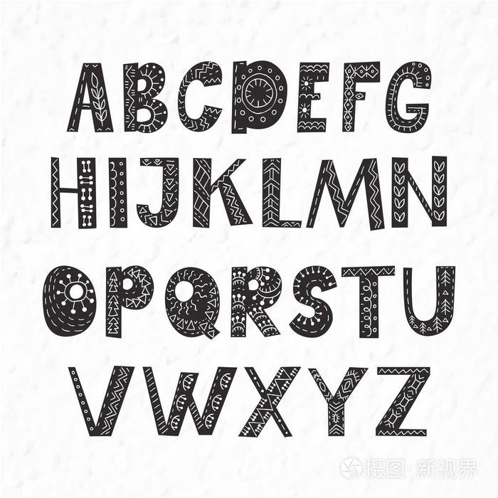 用手书写的现代字母表。向量 abc