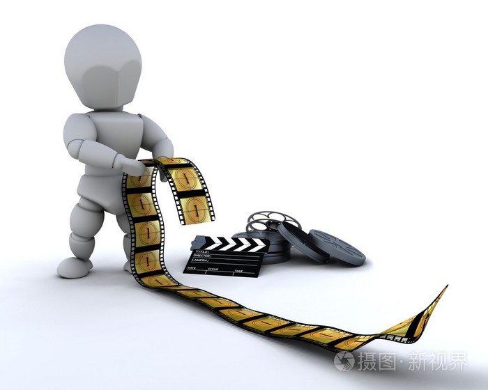 带电影剪辑和拍板的男人照片-正版商用图片026x3s-摄图新视界