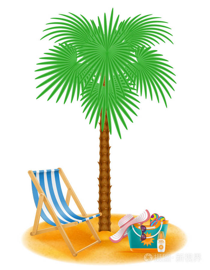 棕榈树和附件为休息股票矢量插图插画-正版商用图片0272c8-摄图新视界