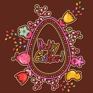 可爱的复活节背景与彩色花