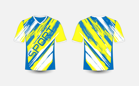 蓝色和白色条纹图案运动足球球衣, 泽西, tshirt 设计模板