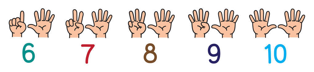 年轻漂亮的女人微笑着, 看着满意和快乐, 用一只手指计数数字女孩显示