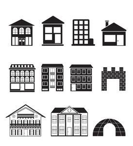 不同类型的房屋和建筑物