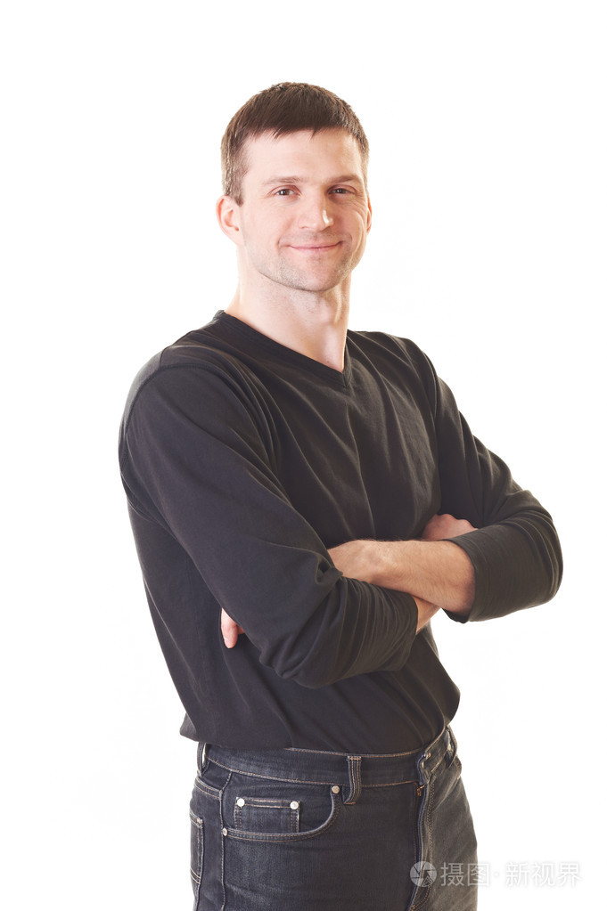 帅哥孤立于白人