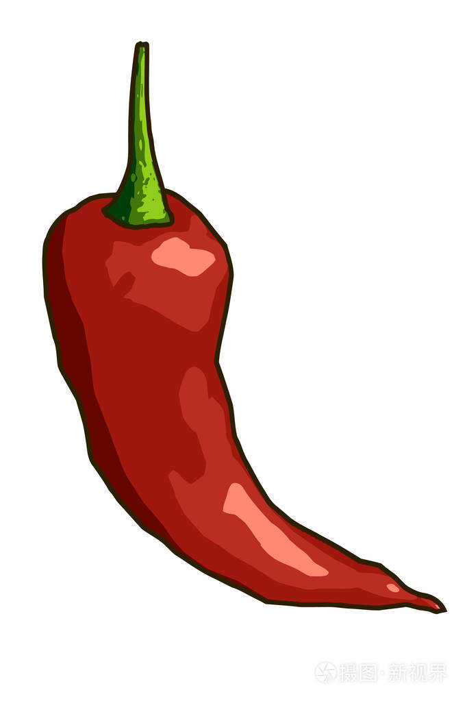 白底红辣椒的抽象形象.辣椒风格卡通