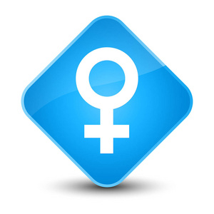 女性符号图标典雅的青色蓝色钻石按钮