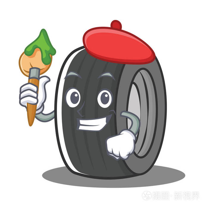艺术家轮胎人物卡通风格