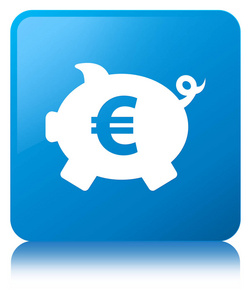 小猪银行欧元符号图标青色蓝色方形按钮