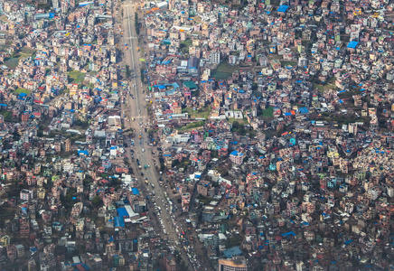 尼泊尔首都鸟瞰图加德满都市