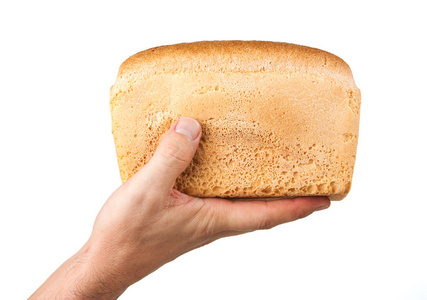 他手里拿着面包