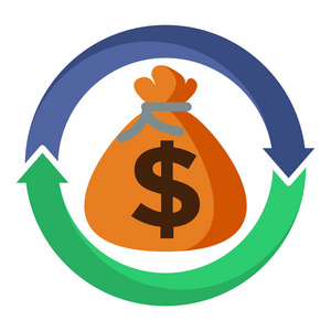 用于退款付款交易资金流现金流和被动收入的徽标图标插图