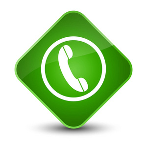 电话图标典雅的绿色钻石按钮
