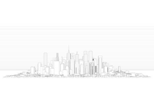 3d 在明亮的背景下绘制白色城市蓝图