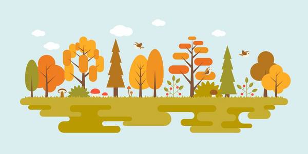 秋季野生景观, 平面设计矢量