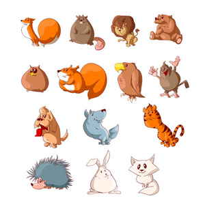 猫咪的猎物卡通可爱动物一组照片