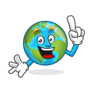 聪明的地球吉祥物, 聪明的地球字符, 地球卡通载体