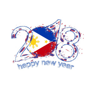 2018新年快乐菲律宾贺卡的垃圾矢量模板