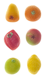 水果形状的五颜六色的杏仁糖图片
