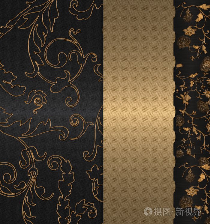 黑色背景上的金色古董