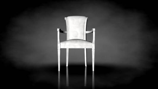 3d 在黑色背景上绘制白色椅子