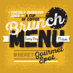早午餐菜单复古影响印刷海报设计餐厅照片