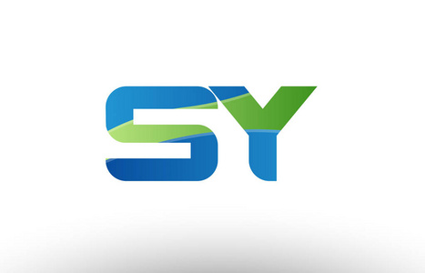 蓝色的绿色 sy 字母标志组合图标设计照片