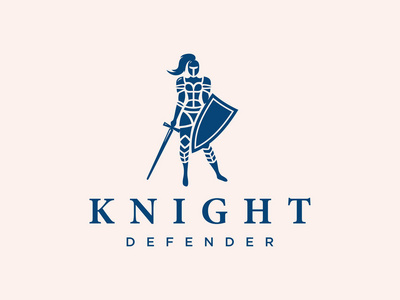 现代矢量职业标志徽章妇女骑士在粉红色背景照片