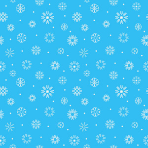 圣诞节的无缝模式与白色的雪花在淡蓝色的背景。矢量