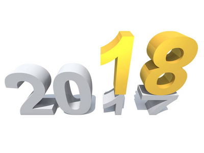 2018白色和黄色标志新年前夕孤立在白色背景