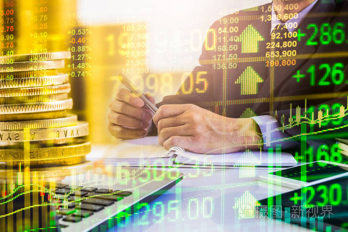 商人在股票市场金融贸易指标背景