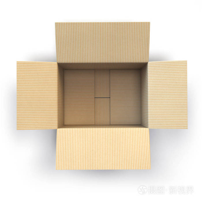 打开空纸箱被隔绝在白色背景上