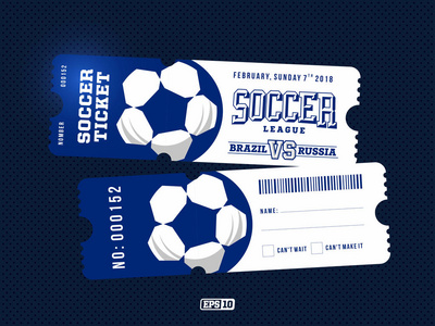 蓝色主题足球门票的两种现代职业设计