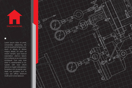 向量的机制技术蓝图。工程师的插图。建筑师背景